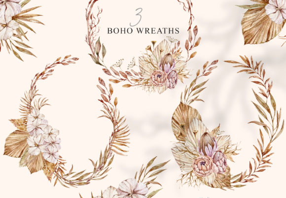Elevate Your Designs with Boho Wedding Wreaths Clipart