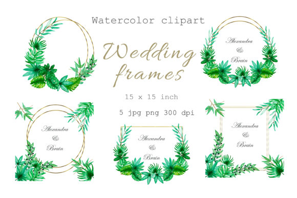 Elevate Your Designs with Watercolor Tropical Frames Wedding PNG