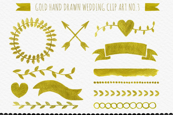 Gold Hand Drawn Wedding Clip Art: A Designer's Digital Toolkit
