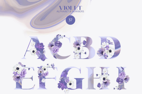 Purple Wedding Alphabet: Blooming Typography for Elegant Designs