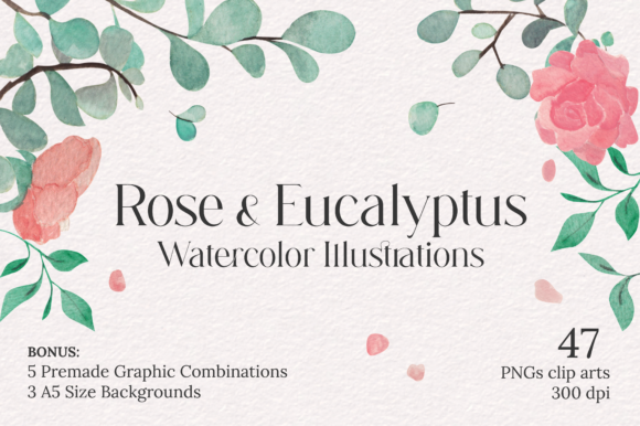 Rose & Eucalyptus Wedding Clip Arts: Your Design Toolkit