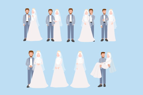 Set of Muslim Wedding Couple: A Designer’s Guide to Elegant Vector Assets