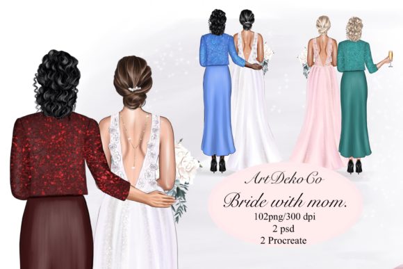 Wedding Clipart: Mom and Bride Designs for Digital & Print